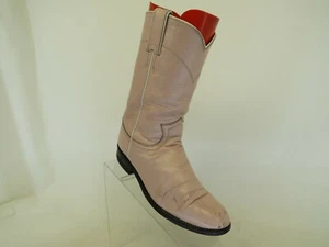 Justin Pink Leather Roper Cowboy Western Boots Womens Size 5 C (Wide Width) - Picture 1 of 11