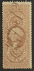 Travelstamps: 1862-1871 US Stamps Scott #R48c, 25 Cents, Power Of Atty, Used NG - Picture 1 of 5