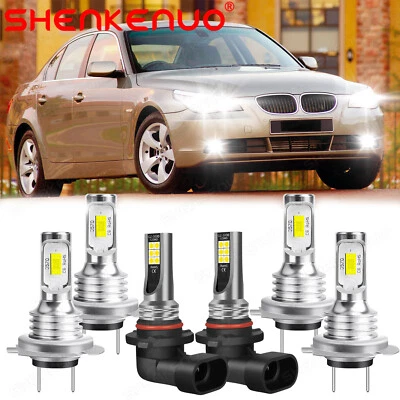 For BMW 525i 530i 2004-2007 6x CSP LED Headlight H7+H7+9006 Fog Light Bulbs - Image 1 of 4