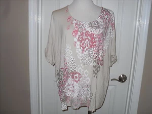 New Chico's Zenergy Violet Placed Print Relaxed Tee Top Blouse 3=16/18 XL NWT - Picture 1 of 4