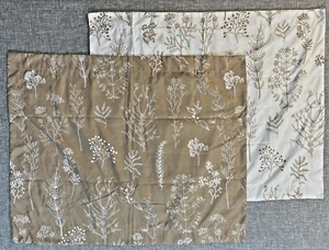 2 Standard Light Taupe Soft Reversible Botanical Flower Pillow Shams By Bedsure - Picture 1 of 9
