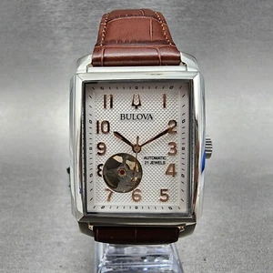 Bulova Sutton Tank Watch Men 33mm White Dial Steel Rectangle Automatic 96A268 - Picture 1 of 12