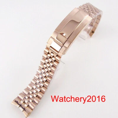 Correa de reloj de 20 mm de acero inoxidable 316L oro rosa plata pulsera de jubileo Foto 1 de 4