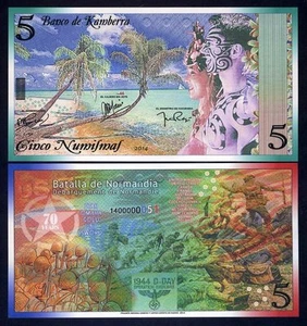 Kamberra, 5 Numismas, 2014, UNC D-Day Gedenkmünze, WWII - Bild 1 von 1