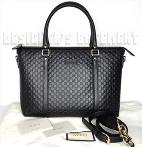 GUCCI black MICRO GUCCISSIMA leather Zip top Small TOTE shoulder Satchel bag NWT - Picture 1 of 8
