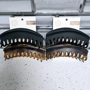 Kitsch Oversized Claw Hair Clips 4 pc Black & Tortoise Color - Picture 1 of 3