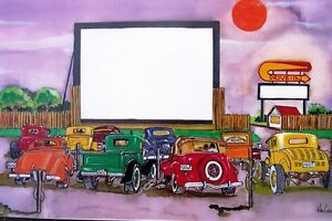 Hot Rod Drive In art print ADD YOUR PHOTO on movie screen rat street V8 theater