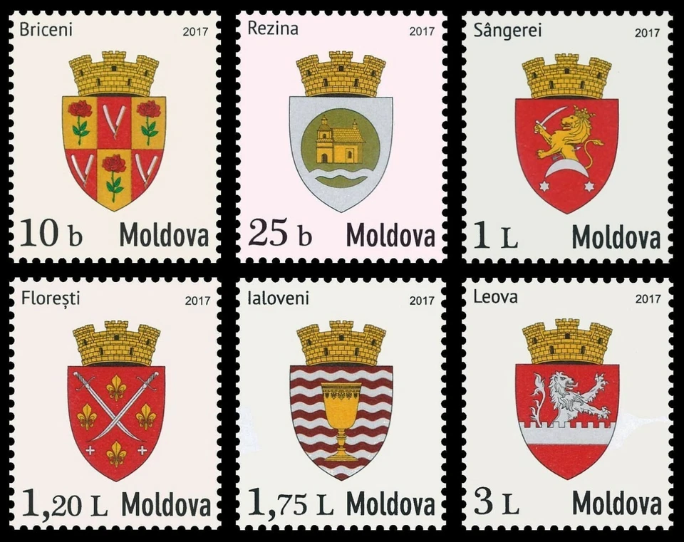 ¡Sellos de Moldavia! Escudo de armas Cities, MNH, 6v, 2017 Foto 1 de 1