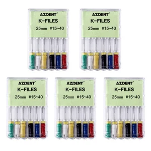 10 paquetes de endodoncia dental NI-TI #15-40 conducto radicular uso manual 6 piezas/caja archivos K 25 mm - Imagen 1 de 8