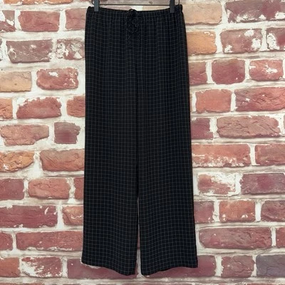 Pantalones Harolds vintage para mujer 2 negros blancos a cuadros pierna ancha lazo cintura pantalones Foto 1 de 4