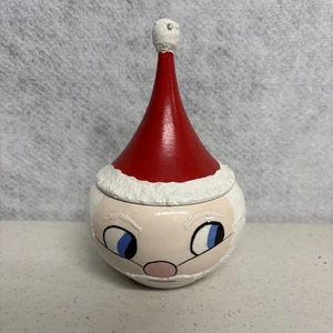Vintage Tall Hat Santa Candy Dish Handpainted Christmas 7.5” - Picture 1 of 10