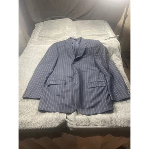 Samuel Sohn Pinstripe Wool Blazer Men's 44-38 Tall Long Navy Superfine Cloth - Picture 1 of 12