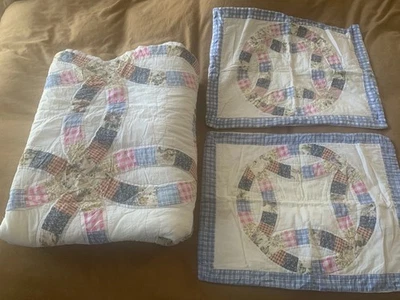 "Colcha de retazos de anillo de boda doble country de colección 86"" X 100"" y fundas" Foto 1 de 4