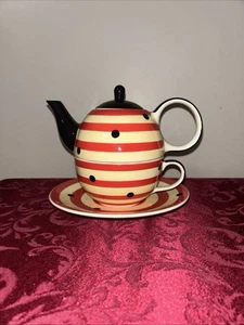 Whittard Of Chelsea “TEA FOR ONE” Teapot Cup & Saucer Set Colorful  Design - Picture 1 of 11