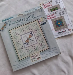Lot of 2 cross stitch kits: DRAGONFLY and LADYBUG, includes frames, thread - Picture 1 of 6