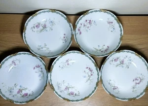 Antik Haviland Limoges Frankreich Set (5) Floral/Vergoldet Dessertschalen 5,5" - Bild 1 von 5