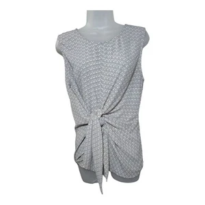 Blusa Banana Republic Mujer LG Sin Mangas Corbata Frontal Geométrica Abstracta Oficina Usada en Excelente Condición - Imagen 1 de 11