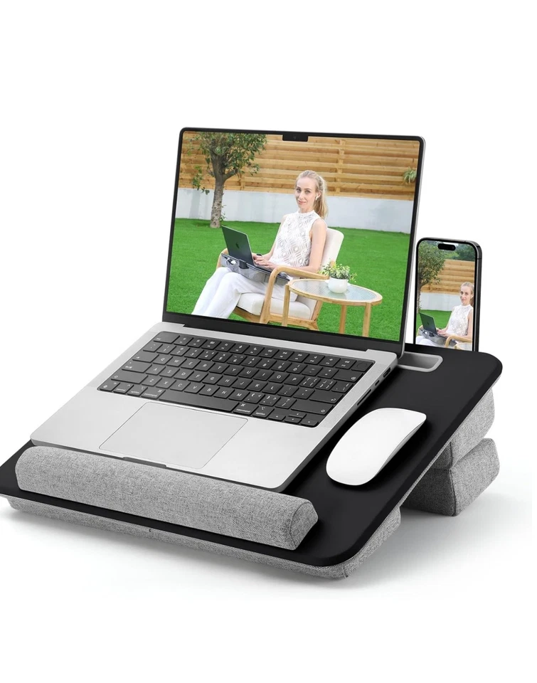 Adjustable Laptop Lap Desk Lap Desk Cushion Storage Function Cubbies LAP01 - Image 1 of 4