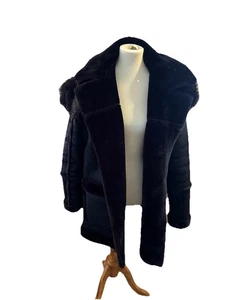 Jordan Craig Coat mens medium Black Faux Fur Lined Collar Mid Length - Picture 1 of 8