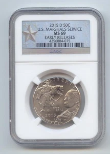 2015-D Commemorative Half Dollar,U.S. Marshals Service, NGC MS-69 Early Releases - Picture 1 of 2