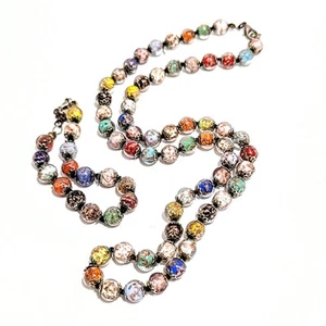Italienische Murano Glasfolie Perlen Halskette & Armband Vintage 8 mm 24 Zoll - Bild 1 von 14