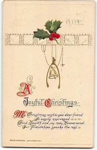 John Winsch A FROHE WEIHNACHTEN - WISHBONE MISTLETOE - Postkarte 1914 - Bild 1 von 2