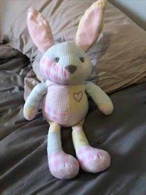 Плюшевый пасхальный кролик Pottery Barn Kids 12 дюймов розовый пэчворк ситцевый имбирь - Изображение 1 из 4