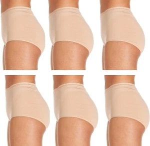Women's Cotton Rich Maxi Briefs Nude Full Coverage Underwear, Pack of 6 - Picture 1 of 4