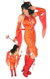 Sultry Devil Dress Costume Flames Horn Head Piece Tail Pitchfork Gloves 4x New - Picture 1 of 2