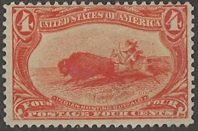 U.S. Scott # 287; 1898 4c org Indian Hunting Buffalo  - Unused, hinge remnant OG - Image 1 of 3