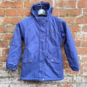 Patagonia Isthmus Parka Jacket Kids Age 10 Hooded Blue Sherpa Fleece Lined Coat - Picture 1 of 15