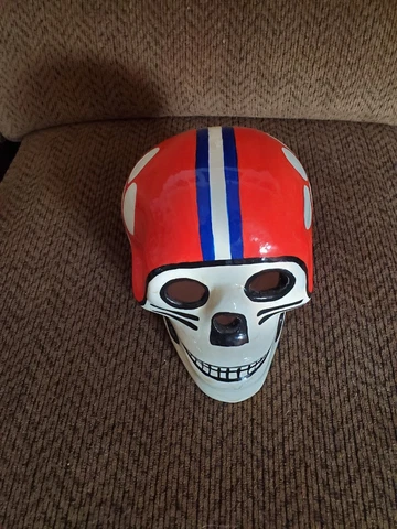 Ceramic NCAA Clemson Skull Football Helmet. One Of A Kind Cover