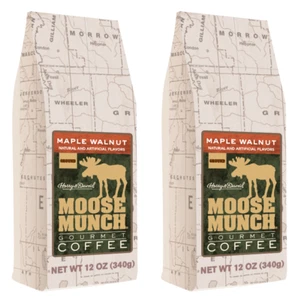 Moose Munch Maple Walnut Gourmet Ground Coffee 2 BAGS 12oz EACH - Picture 1 of 6