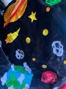 Space Planets Astronaut Velvet Stretch Fabric Sew Material Dress Making Design - Picture 1 of 3