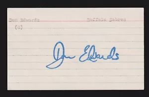 Don Edwards (Debüt 1975) SABRES FLAMES SIGNIERTES AUTOGRAMM AUTO 3x5 INDEX COA - Bild 1 von 1