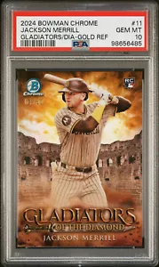 2024 Bowman Chrome Gladiators Gold #GOTD-11 Jackson Merrill /50 (RC) PSA 10 - Picture 1 of 2