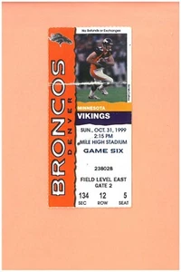 Minnesota Vikings @ Denver Broncos 10-31-1999 ticket Ed McCaffrey photo Stanford - Picture 1 of 2