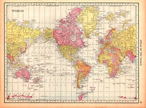 "THE WORLD" Antique original map 1912 - Picture 1 of 1