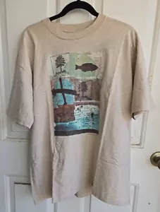 Vintage Structure ActiveWear T-Shirt 90er 100% Baumwolle Gr. Large weizen meliert - Bild 1 von 10