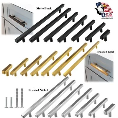 Modern Kitchen Cabinet Handles Bar Pulls Drawer Bathroom Knobs Stainless Steel - Image 1 of 4