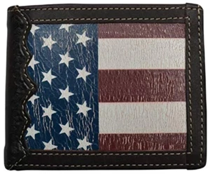 ¡Nuevo! CARTERA PLEGABLE BANDERA AMERICANA DE ESTADOS UNIDOS ENVEJECIDA para hombre con borde de cuero - Imagen 1 de 1
