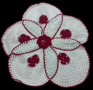 Lotto di 5 doilies rose floreali 3D GHIACCIO BLU CHIARO con centro rosa rossa 12 pollici - Foto 1 di 6