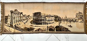 ITALIAN ROMAN COLOSSEUM 1940’S*VINTAGE WALL TAPESTRY/TABLE RUNNER~68x25”~EUC! - Picture 1 of 12