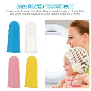 Cepillo de dientes de dedo para bebés 4 piezas cepillos de dientes para bebés bebés bebés niños - Imagen 1 de 12