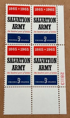 Scott #1267 Salvation Army, 1965 US 5c Stamp Block, mnh, og, vf - Image 1 of 2