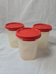 Tupperware Modular Mates Round Storage Container #1606 Dark Orange Seal Set Of 3 - Picture 1 of 4