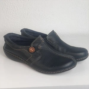 Mocassini Clarks slip on donna 7m scarpe comode in pelle nera - Foto 1 di 7