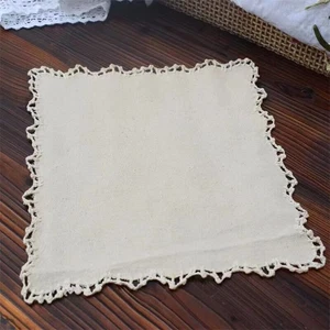 Set of 4 Vintage Cotton Linen Lace Placemats Kitchen Heat Resistant Pads 30cm - Picture 1 of 5