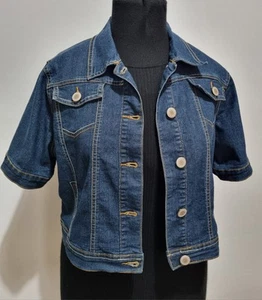 XRD Denim Womens Cropped Denim Jacket Short sleeve 67% Cotton Dark Blue Size 18 - Picture 1 of 15