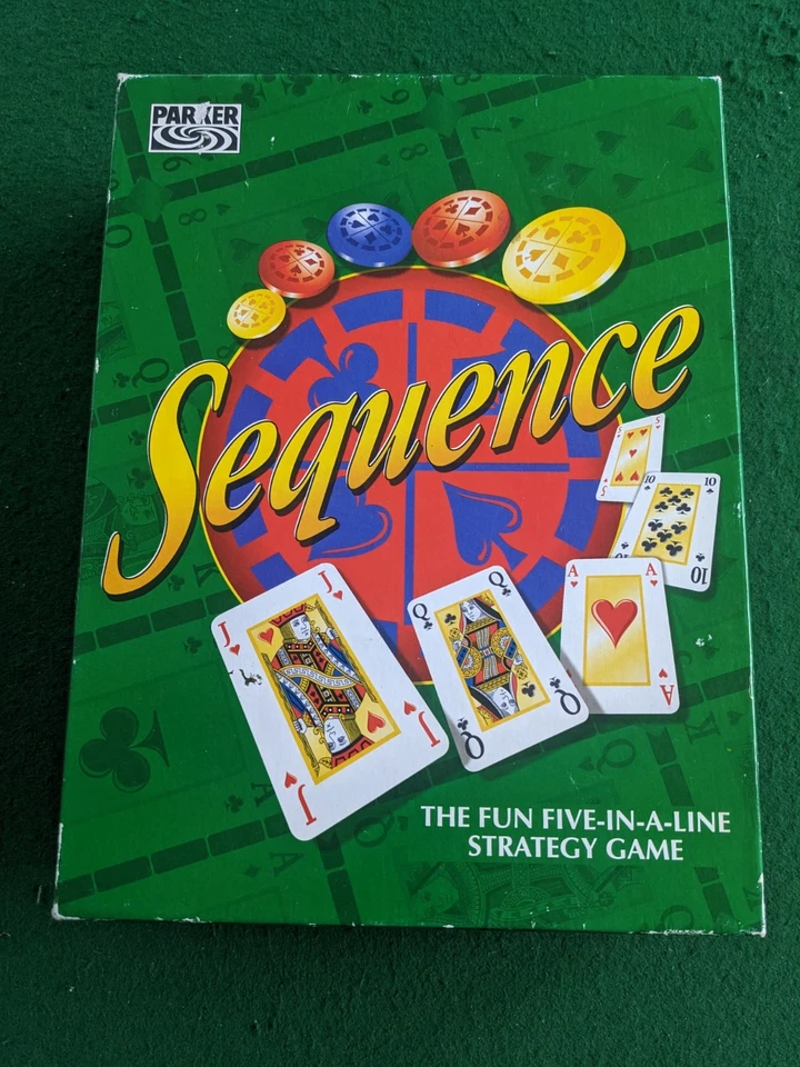 Sequence Board Game Parker 1997 Complete five in a line card counter game family - Image 1 of 4